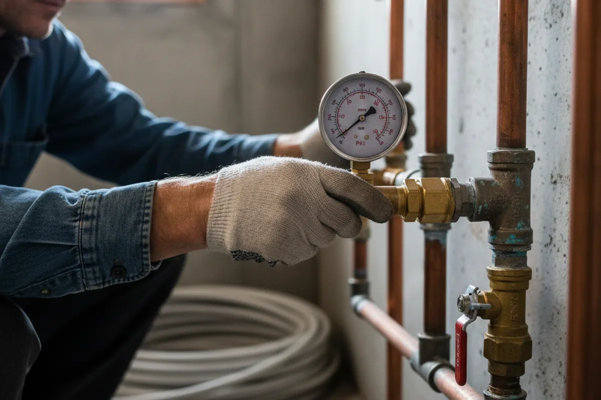 Pressure testing a repaired line during Water Line Repair in Magalia